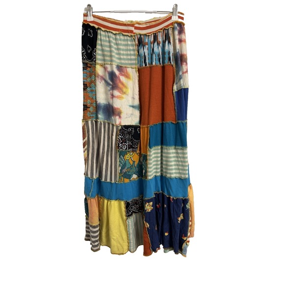 The Unbranded Brand Dresses & Skirts - Women's Medium Hippie Festival Boho Maxi Patchwork Skirt Jersey Knit Y2K Urban